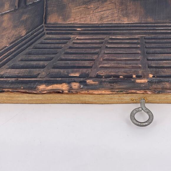 Embossed LAST SUPPER on Copper Tin 20x11 inches Mounted Nailed on Wood Vintage - Picture 8 of 15